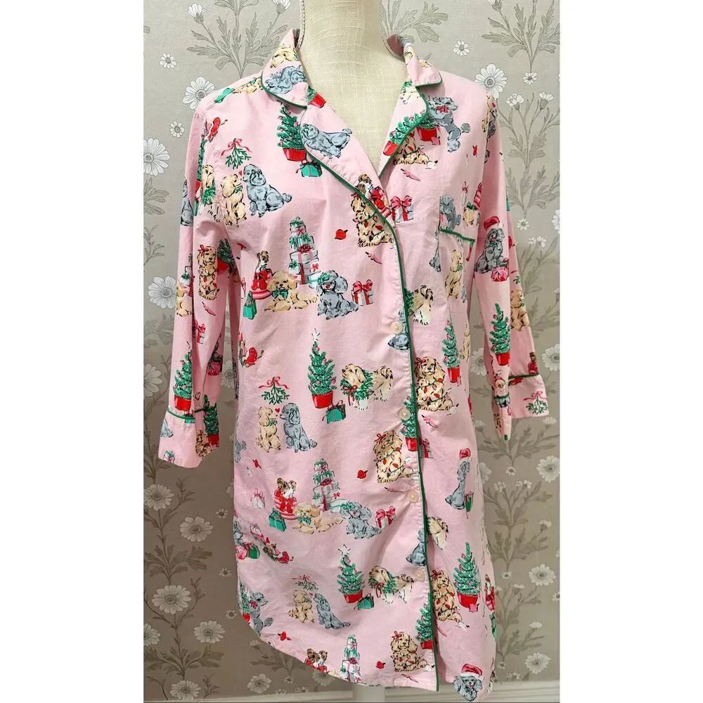 Printfresh x The Hiltons Christmas Poodle Party Sleep Shirt Dress CS